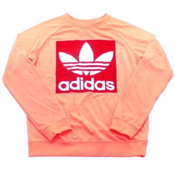 Adidas Coral Pink Trefoil Logo Crewneck Sweatshirt‎ Athletic Pullover Size S - Picture 1 of 5